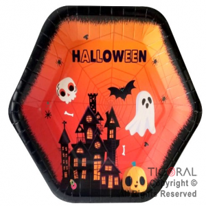 HALLOWEEN PLATO GRANDE CUADRADO-HEXAGONAL x 8